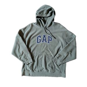Gap Hoodie Mens XXL Patch Spell Out Logo Sweatshirt Vtg Y2K Preppy Olive Green